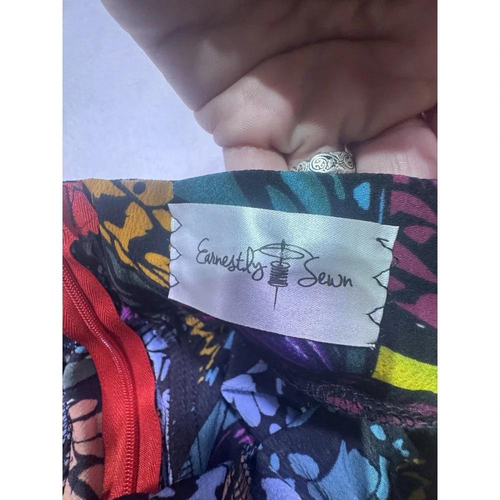 Hand Made Skirt Mini With Butterflies AOP Size Large Ruffles Zipper‎ Back Y2K